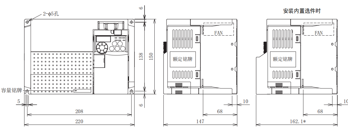 FR-E740-5.5K、7.5K-CHT尺寸圖